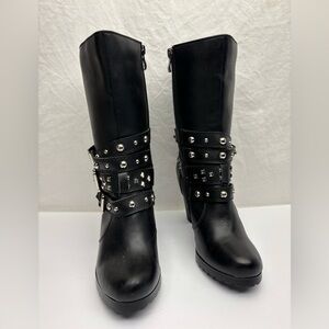 Xelement Black Studded Women's Boots, SZ 7.5
